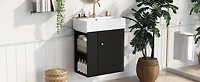 Homy Casa 30 in Onyx Black Kitchen Sideboard with Ceramic Sink