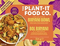 Plant It Biryani Bowl - Plant Based, Gluten Free. 15G of Protein per Serving, Ready in 6 Minutes!, Biryani Bowl is dish with Chick'n chunks in Indian spices with raisins, cauliflower, spinach, peas served over Basmati rice! 14g of protein per serving.