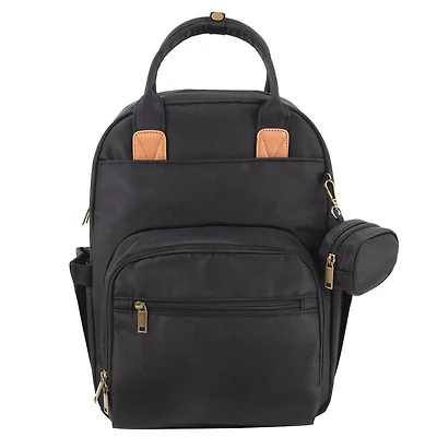 Baby Essentials ‘The Essential’ Multi-Pocket Mesh Padded Back Baby Diaper Bag Backpack with Insulated Bottle Pockets, Detachable Pacifier Pouch and Stroller Straps in Black