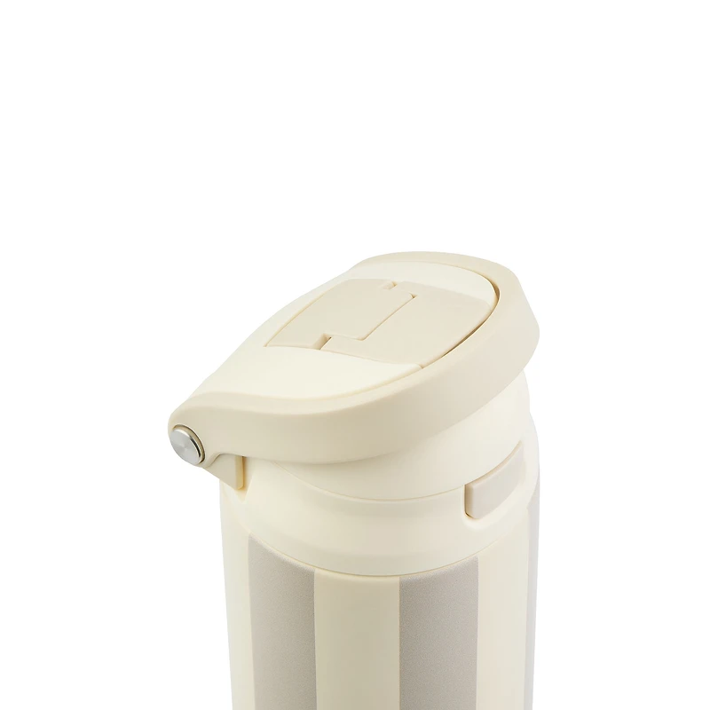 TAL Stainless Steel 2-in-1 Straw and Chug Water Bottle with Push Lid 24 fl oz, Cream Stripe