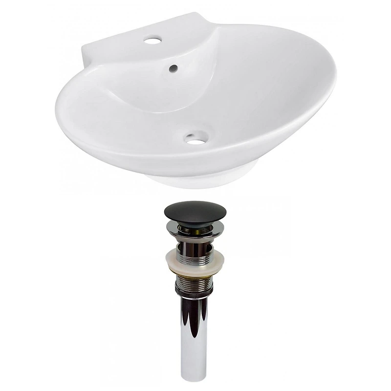 American Imaginations -in. W Above Counter White Bathroom Vessel Sink Set For 1 Hole Center Faucet AI