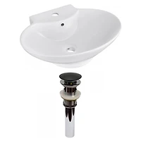 American Imaginations -in. W Above Counter White Bathroom Vessel Sink Set For 1 Hole Center Faucet AI