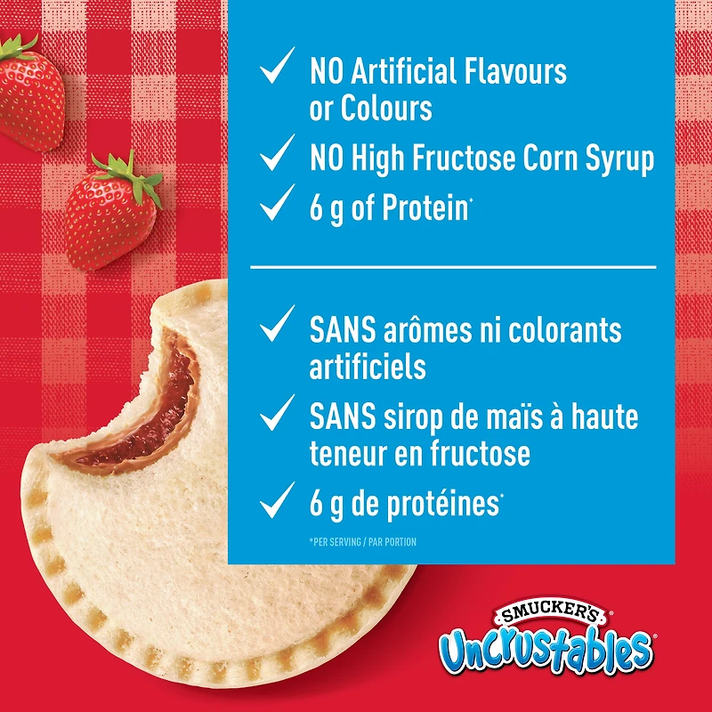 Smucker's Uncrustables Peanut Butter and Strawberry Spread Sandwich, Frozen, Pack of 10, 58g, SM 58G UNCR PB STW SW 10PK 6CT