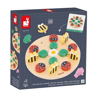 Janod - Jardin - Mon Premier Mandala - Puzzle Éducatif - Jouet de Développement - Apprentissage Précoce - Découverte Pour Enfants et Tout-Petits - À Partir de 2 Ans + - Multilingue