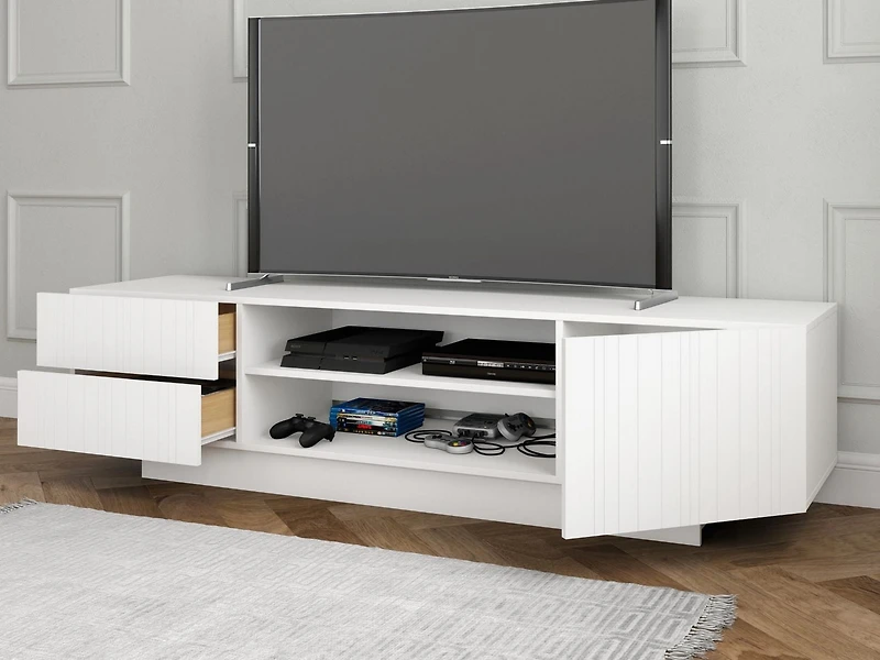 Nexera Marble 72 inch TV Stand, White
