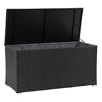CorLiving Parksville Large Black Resin Wicker Patio Storage Box with Grey Inner Liner