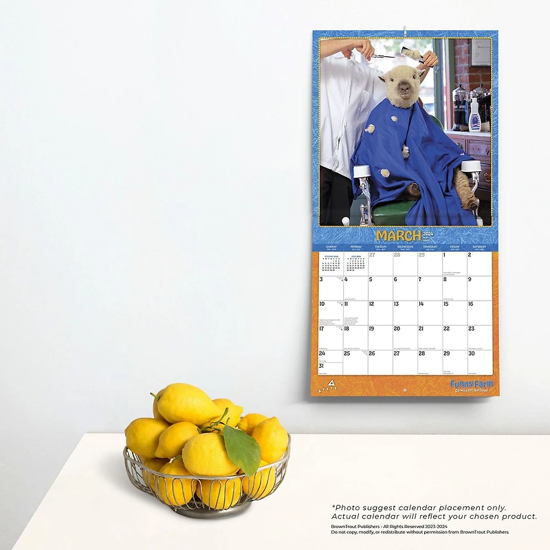 BrownTrout Avanti Funny Farm 2024 12x24 Inch Square Wall Calendar, 9781975466541