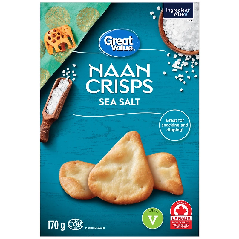 Great Value Sea Salt Naan Crisps, 170 g