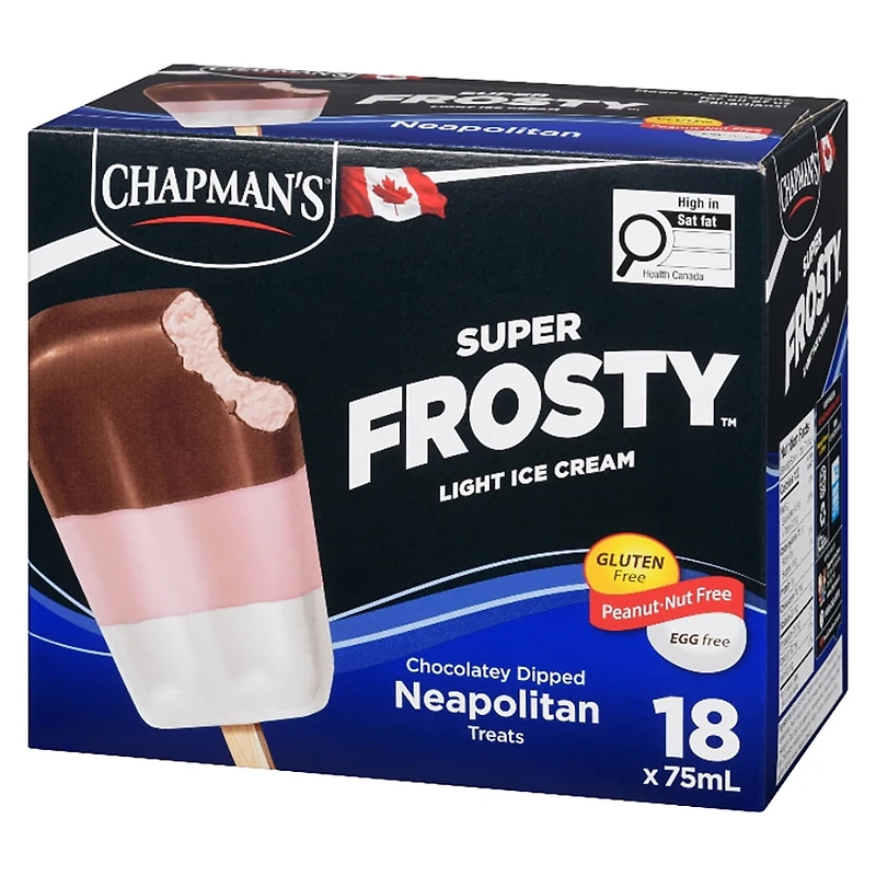 Chapman's Super Frosty Light Ice Cream Bars Neapolitan, 18x75ml, Chap Sup Frosty Choc Dip Neapolitan 18x75ml
