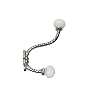 Iron Twist Hook With Ceramic Ivory Knob (Nickel) - Set of 4