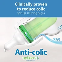 Dr. Brown's Natural Flow Anti-Colic Options+ Narrow Baby Bottle, Pig & Frog, 8 oz/250 ml, with Level 1 Slow Flow Nipple, BPA Free, 0m+, 2-Pack