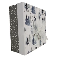 Wrap In A Hurry Ready to Gift Boîte carrée élégante avec ruban, Blue Forest, 1 Pièce