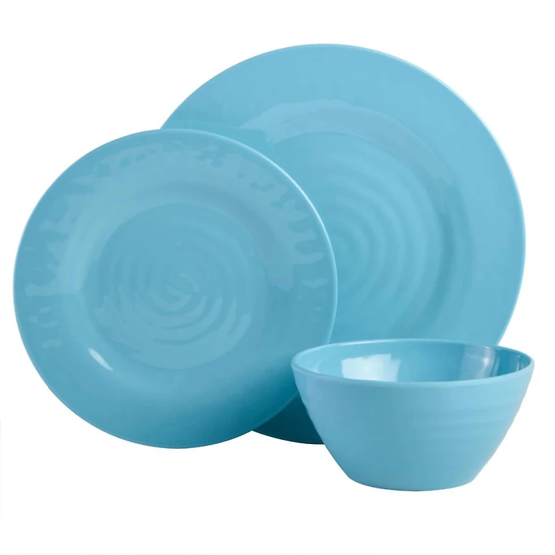 Gibson Home Brist Multicolor 12 Piece Melamine Dinnerware Set, 4 Assorted Colors
