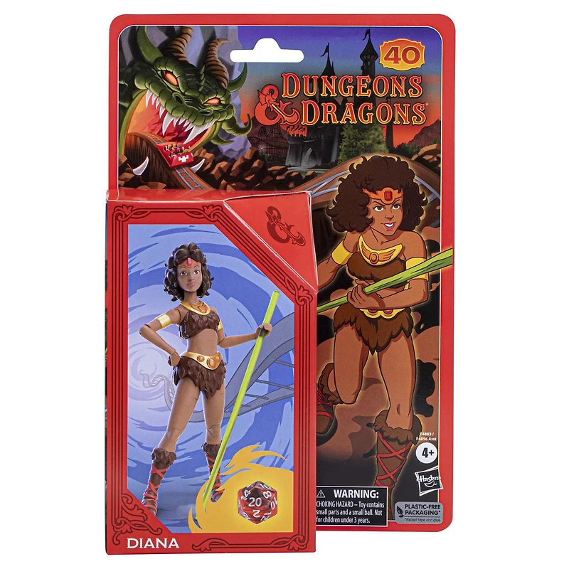 Dungeons & Dragons Cartoon Classics 6-Inch-Scale Diana the Acrobat Action Figure, D&D 80s Cartoon, Includes d8 from Exclusive D&D Dice Set