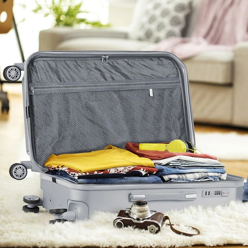HIKOLAYAE Valise verticale avec roulette à 8 roues, 5 pièces - Conforme à la TSA