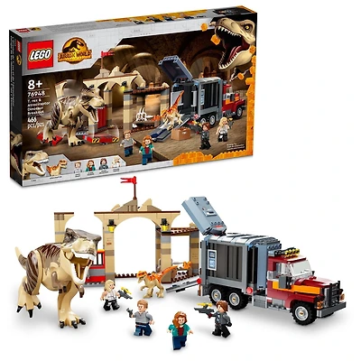 LEGO Jurassic World T. rex & Atrociraptor Dinosaur Breakout 76948 Toy Building Kit (466 Pieces)