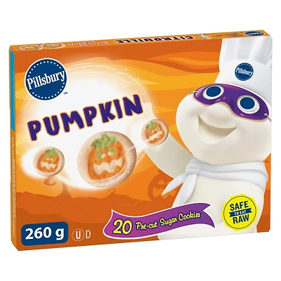 Pillsbury Prêts à cuire ! Biscuits au sucre Citrouille 20 Biscuits au Sucre Prétranchés, 260 g