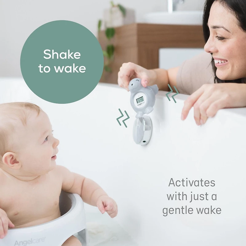 Angelcare® Baby Bath & Room Thermometer with Flashing Red Hot Alert, Cold Display, Auto-off, Shake Activation, Battery Included