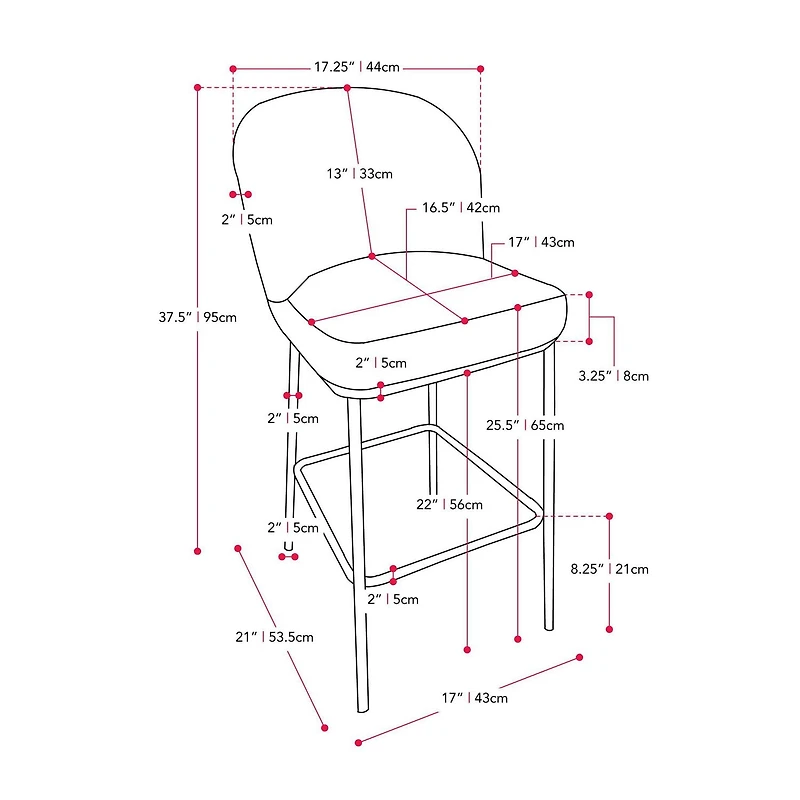 Lot de 2 tabourets de bar d'intérieur modernes et rembourrés en tissu bouclé de luxe Addison de CorLiving