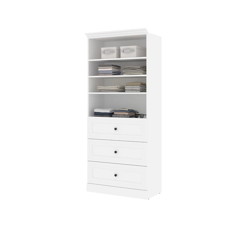 Bestar Versatile 36W Closet Organizer with Drawers in white