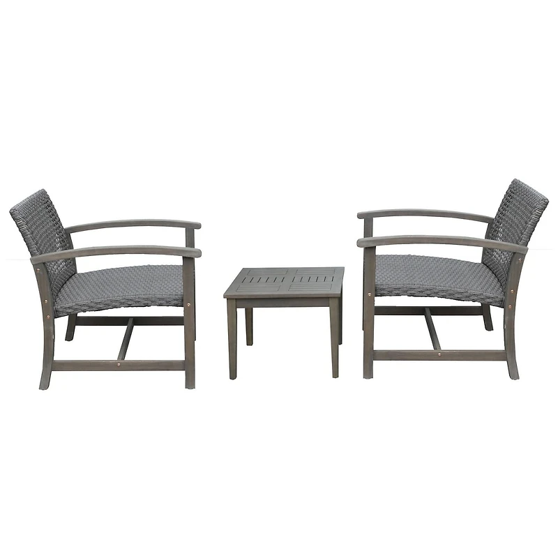 Patioflare Galena FSC Acacia Wood and Wicker Oversized Bistro Set