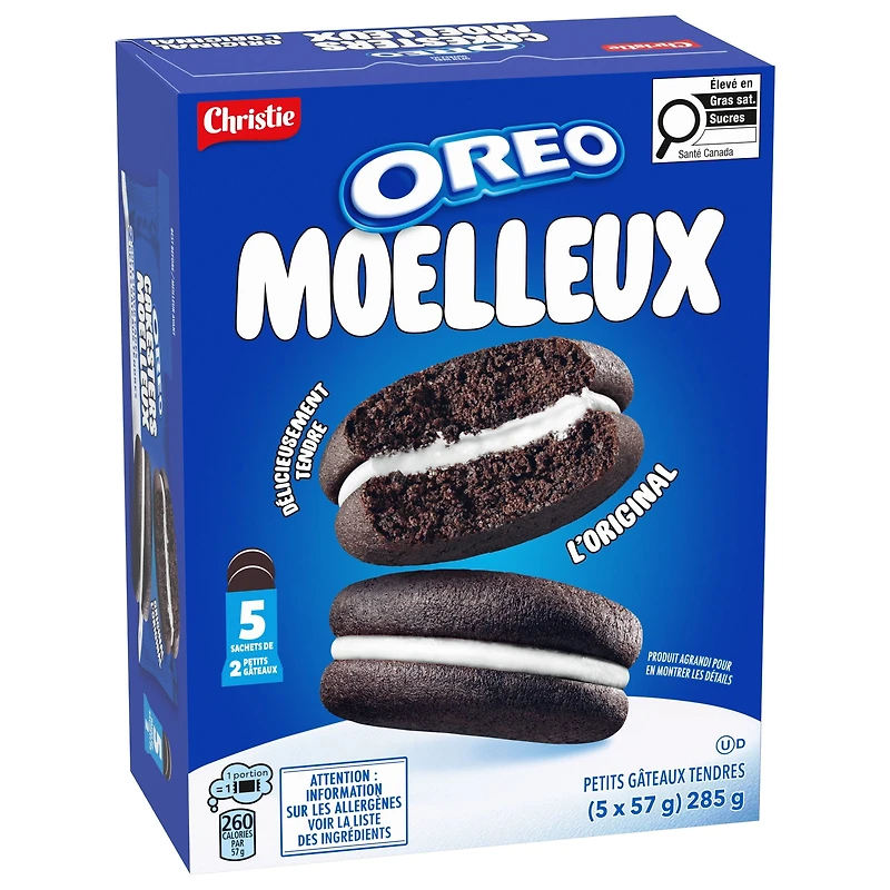 OREO Moelleux Petits gâteaux tendres, (5 sachets-collations, 57 g) L'Original
