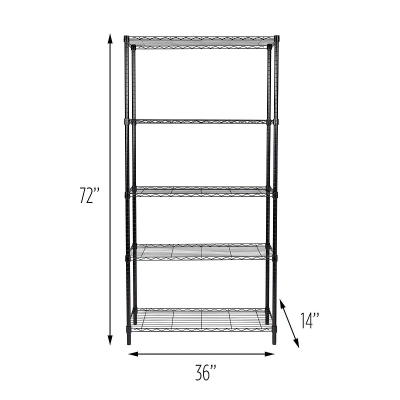 Honey Can Do Unité de rayonnage à 5 niveaux de Honey-Can-Do, 14 x 36 x 72 po