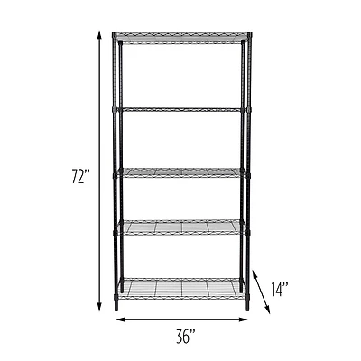 Honey Can Do Unité de rayonnage à 5 niveaux de Honey-Can-Do, 14 x 36 x 72 po