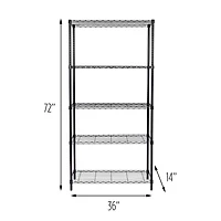 Honey Can Do Unité de rayonnage à 5 niveaux de Honey-Can-Do, 14 x 36 x 72 po