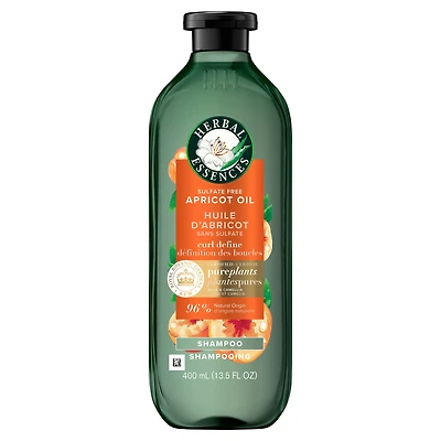 Shampooing sans sulfate à l’huile d’abricot, boucles définies, avec huile de camélia et aloès certifiés Herbal Essences, pour tous les types de cheveux, particulièrement les cheveux bouclés 400ML