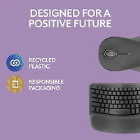 Logitech MK670 Combo, clavier Wave Keys ergonomique sans fil avec souris sans fil Signature M550 L - Graphite