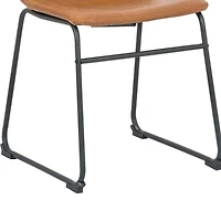Ani Mid-Century Armless Dining Chair in Tan – Upholstered PU with Black Matte Legs,Perfect for Modern Spaces