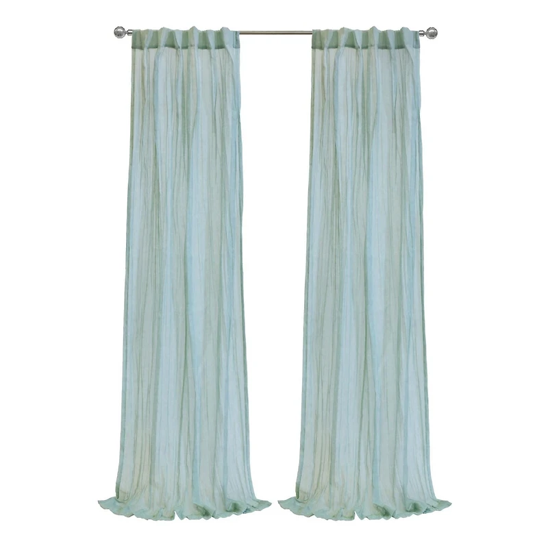 Loft Living Peoria Sheer Dual Header Single Curtain Panel 52 x 84 in Pale Thyme