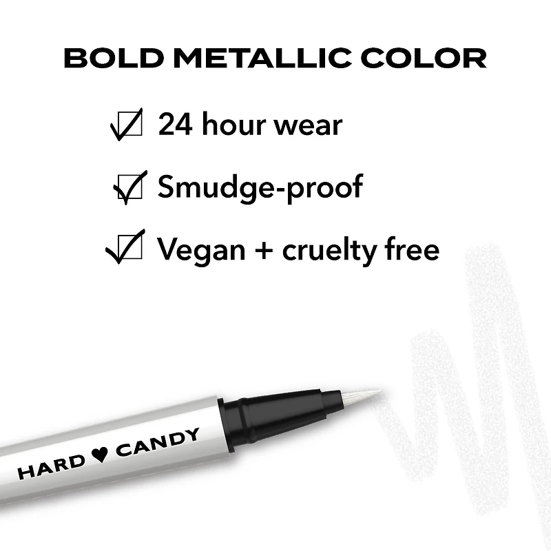 Hard Candy Color Liquid Eyeliner w Lash Boost Serum, Métallique Metallic, 4,14 ml