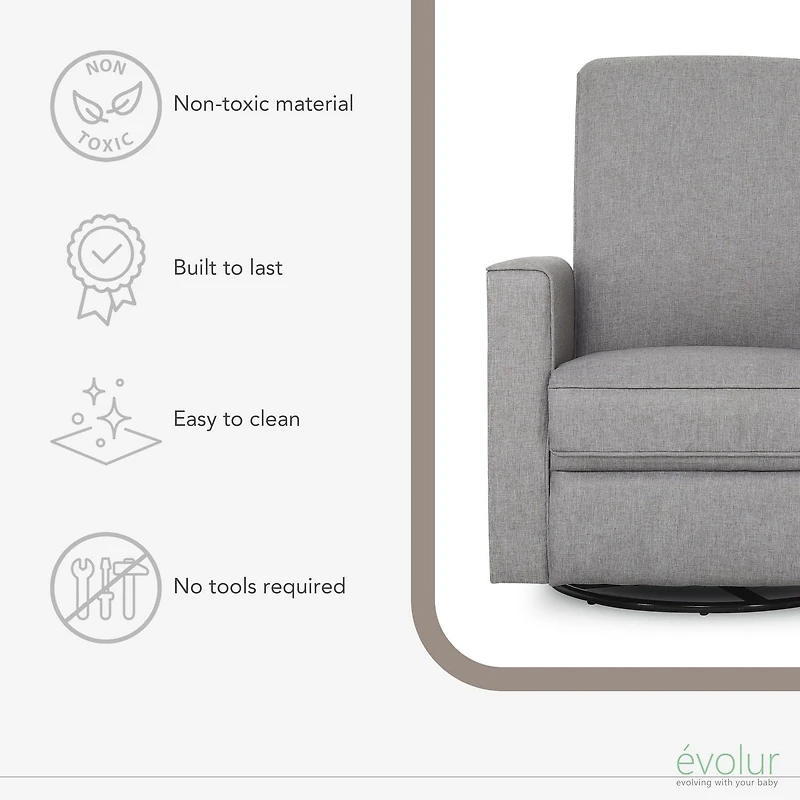 Planeur, inclinable et bascule Evolur Harlow Deluxe avec port de chargement USB