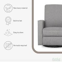 Planeur, inclinable et bascule Evolur Harlow Deluxe avec port de chargement USB