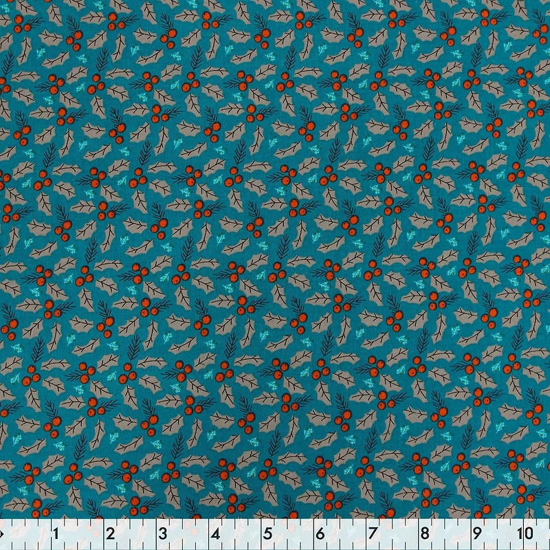 Fabric Creations Turquoise Christmas Adventure Cotton Fabric by the Metre