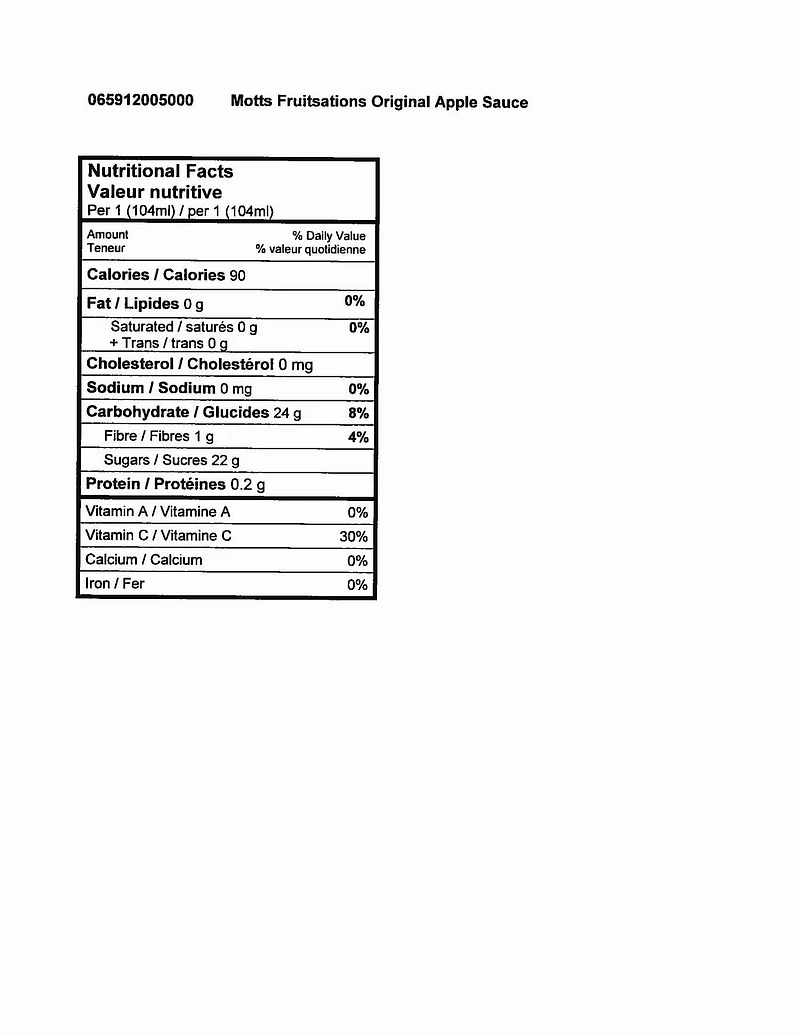 Mott’s Fruitsations Sauce aux pommes originale 6x113g