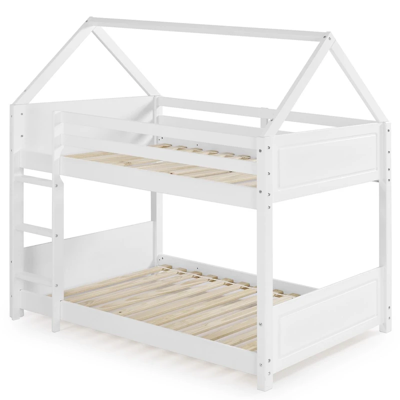 Christianne lit maison superposé double, Blanc