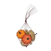 6in Harvest Pl Mesh Bagged Pumpkin