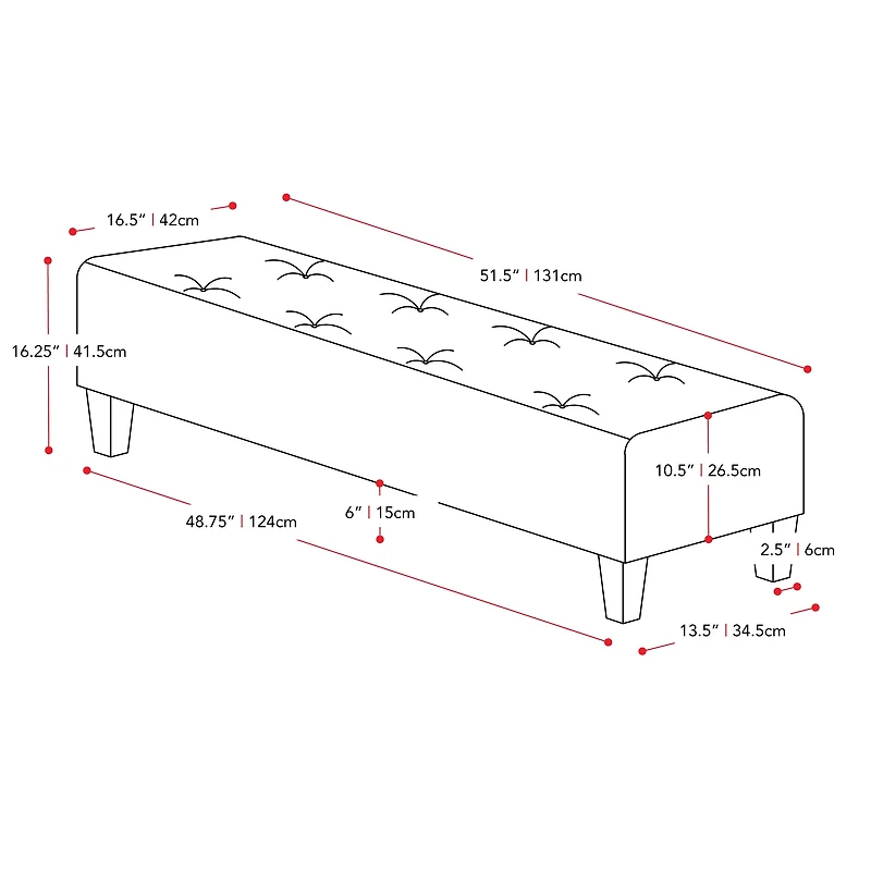Banc d'appoint capitonné en tissu Rosewell de CorLiving avec pieds en bois