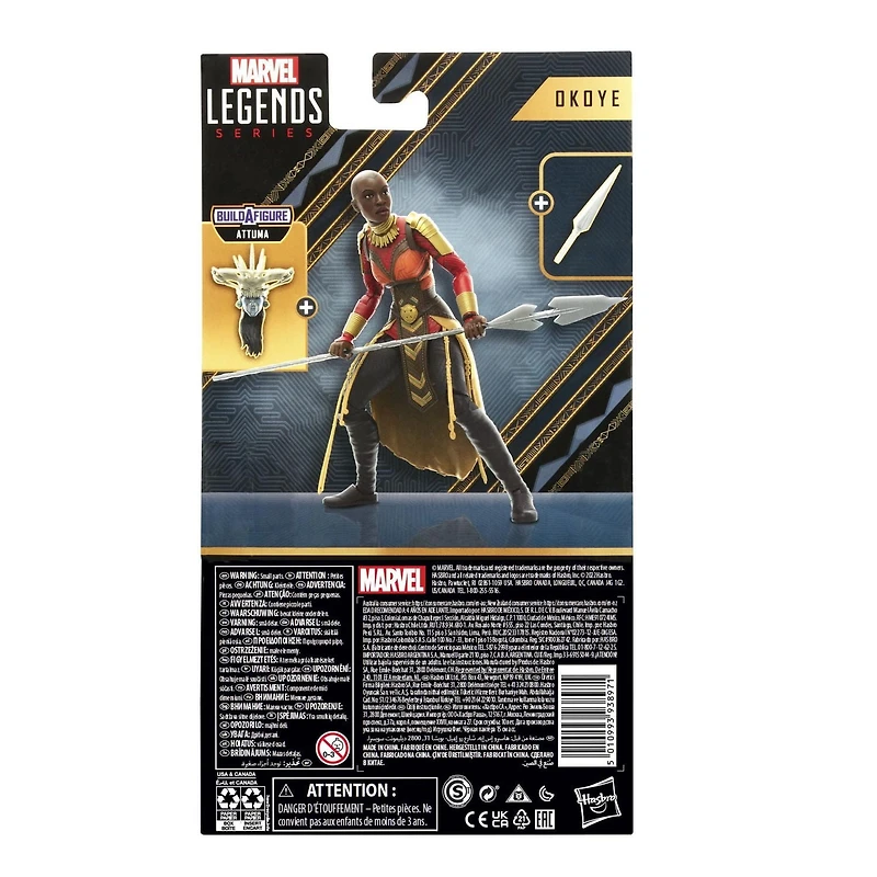 Marvel Legends Series Black Panther Wakanda Forever, figurine Okoye de 15 cm avec 2 accessoires et 1 pièce Build-A-Figure