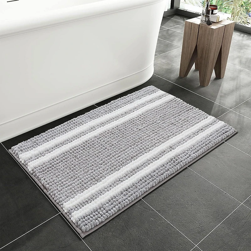 Chaps Tapis de bain de luxe – Confort moelleux pour salles de bains élégantes, gris, 43,2 x 61 cm