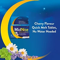 MidNite Natural Sleep Aid Chewable Tablets - Cherry Flavoured | Contains Melatonin (1.5mg), Chamomile, Lavender & Lemon Balm | Treatment for Occasional Sleeplessness | Non-habit Forming | The only one, 30 Tablets
