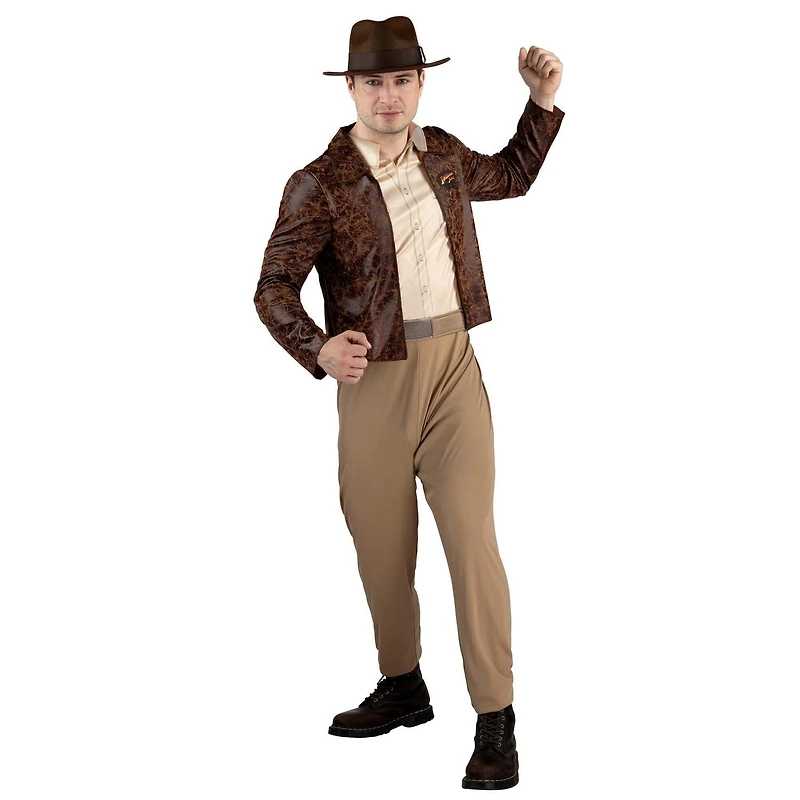Adult INDIANA JONES Costume -Jacket and attached Shirt with Indiana Jones Logo, Pants, and Hat