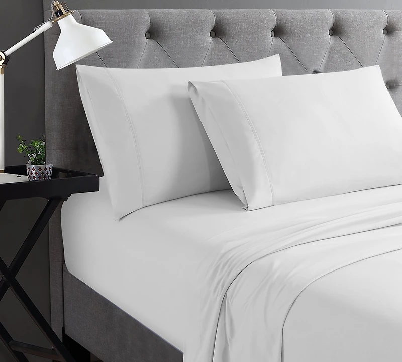 Swift Home Basic Ensemble de draps 4 pièces format grand lit, ultra doux, poches profondes, entretien facile, ensemble de literie, blanc