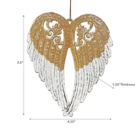 Christmas Acrylic With Gold Ornament Angel Wings - Set of 12