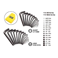 WorkPro Hex Key Set-30 Piece,Metric and SAE Sizes,Compact Case