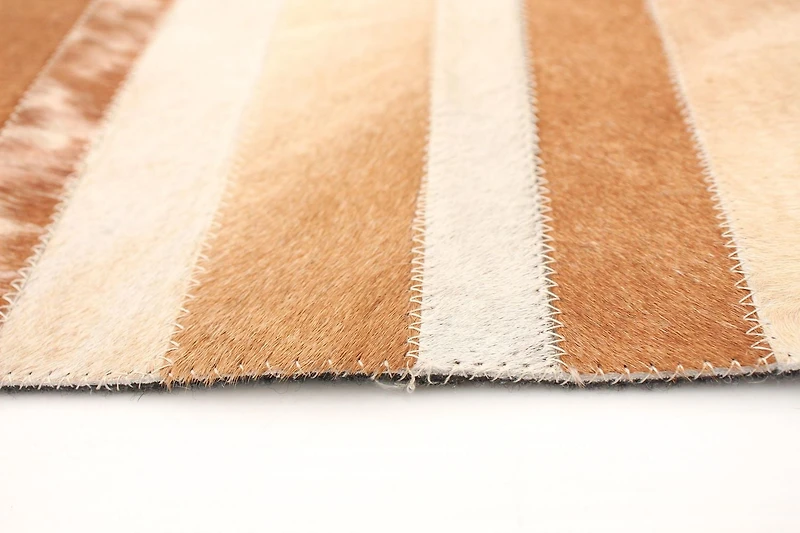 ECARPETGALLERY Tapis Fait à la Main pour Salon, Salle à Manger et Chambre à Coucher Contemporain Collection Patchwork en cuir 7'11" x 9'11" en Ivoire