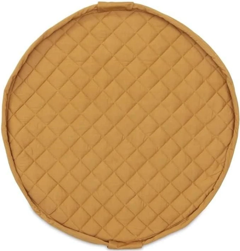Play & Go - Tapis de Jeu Bio 3-en-1 Chai Tea Mustard – Certifié GOTS - Sac de Rangement et Sac à Couches – Diamètre 140 cm – Doux et Confortable pour Nouveau-né à Tout-Petit –  Facile à Transporter Pa